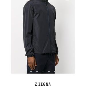 Zegna men’s gray hooded windbreaker jacket size M